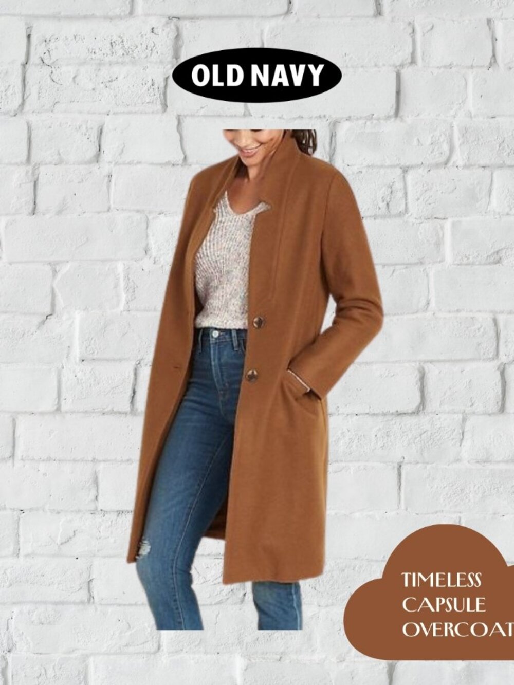 Old Navy Camel Single-Breasted Wool Blend Long OverCoat | Women's Medium